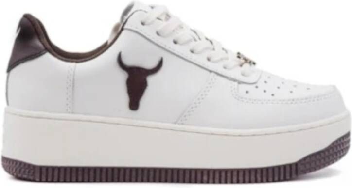 Windsor Smith Witte leren sneakers met bruine inzetstukken voor dames White Dames