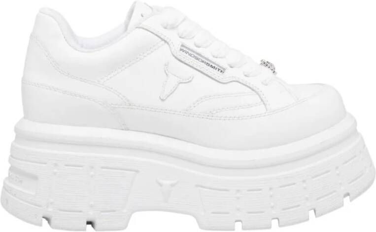 Windsor Smith Witte platte sneakers met sprankelende knoop-vetersluiting White Dames
