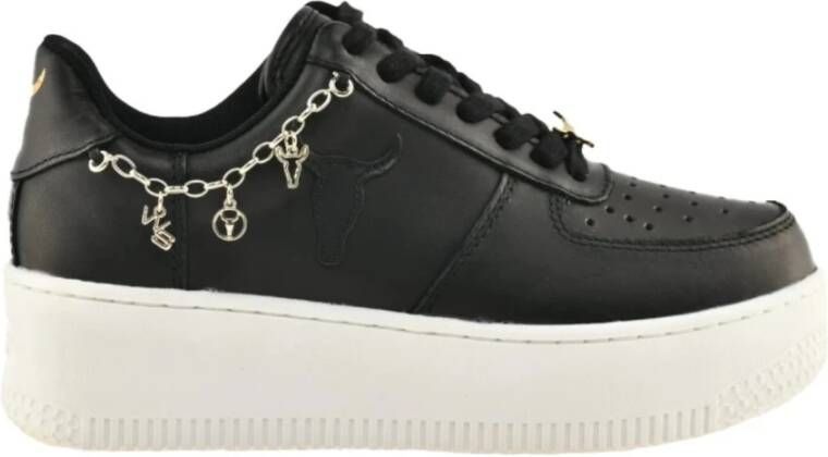 Windsor Smith Zwarte leren sneakers met metalen accessoire Black Dames