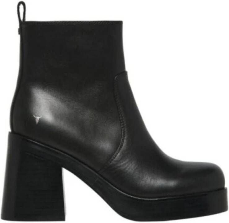 Windsor Smith Zwarte Leren Dames Enkellaarzen Black Dames