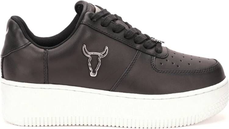 Windsor Smith Zwarte leren sneakers met logo-applicatie