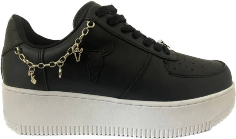 Windsor Smith Zwarte leren sneakers met metalen accessoire Zwart Dames