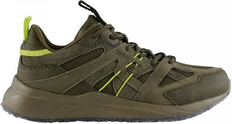 Woden Groene festival sneakers met visleer detail Green Dames