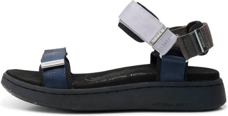 Woden Comfortabele textielsandaal met leren details Multicolor Dames
