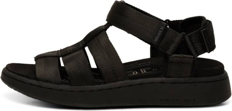 Woden Gerecyclede Line Fisherman Sandalen Black Dames