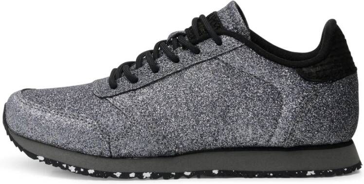 Woden Glitter Sneaker met Visleer en Textiel Details Gray Dames