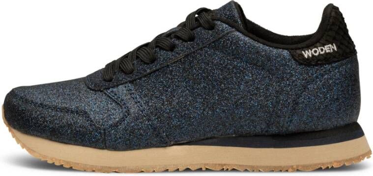 Woden Glitter Sneaker met Visleer Details Blue Dames - Foto 2