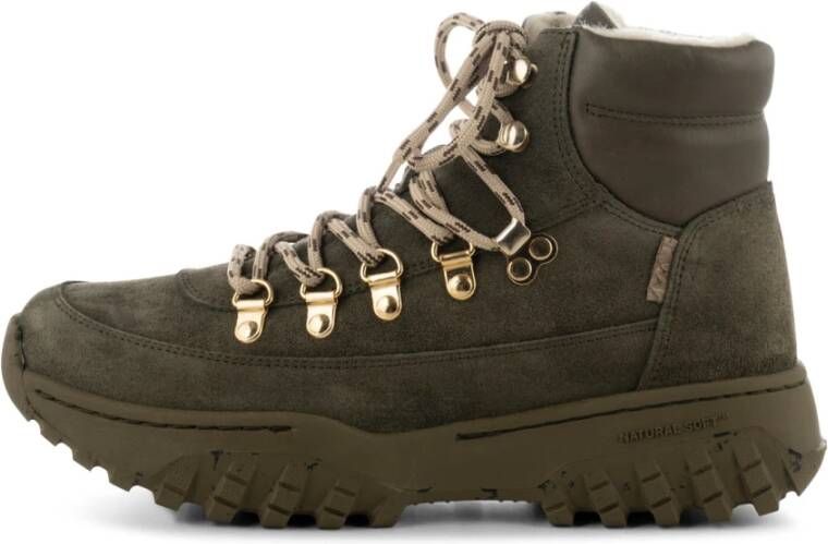 Woden Praktische suède laars met wollen voering Groen Dames - Foto 2