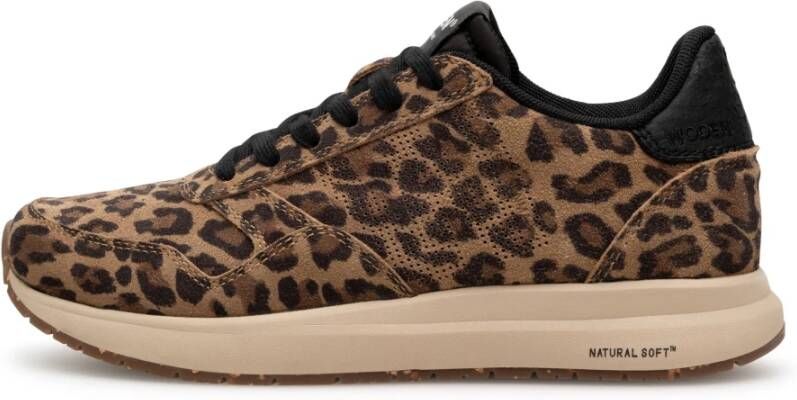 Woden Nicoline Leo suède sneakers panterprint bruin zwart - Foto 3