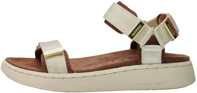 Woden Line Flat Sandals Beige Dames