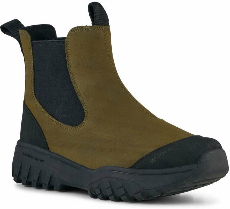 Woden Magda Rubber Track Boot Dark Olive Black Groen Dames