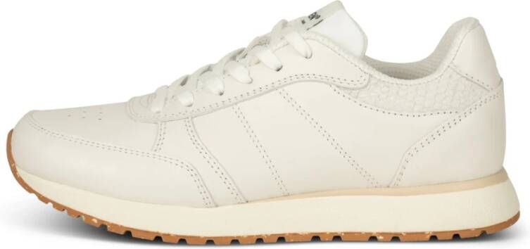 Woden Neutrale Leren Sneaker Fusion White Dames