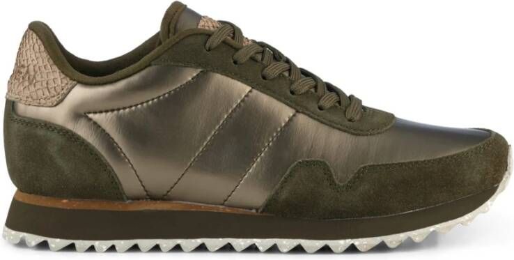 Woden Nora III metallic nylon sneakers Groen Dames