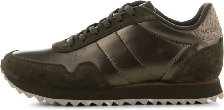 Woden Nora III metallic nylon sneakers Groen Dames