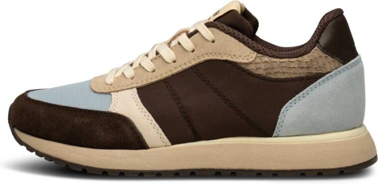 Woden Ronja Color-Blocked Leren en Textiele Sneakers Brown Dames