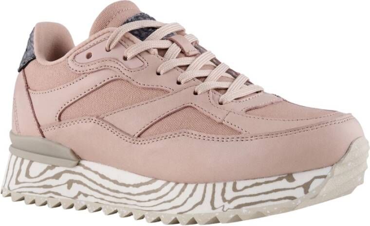 Woden Marmer Canvas Sneakers met Visleer Details Pink Dames - Foto 1