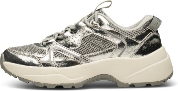 Woden Sportieve en Aantrekkelijke Sif Metallic Sneaker Gray Dames