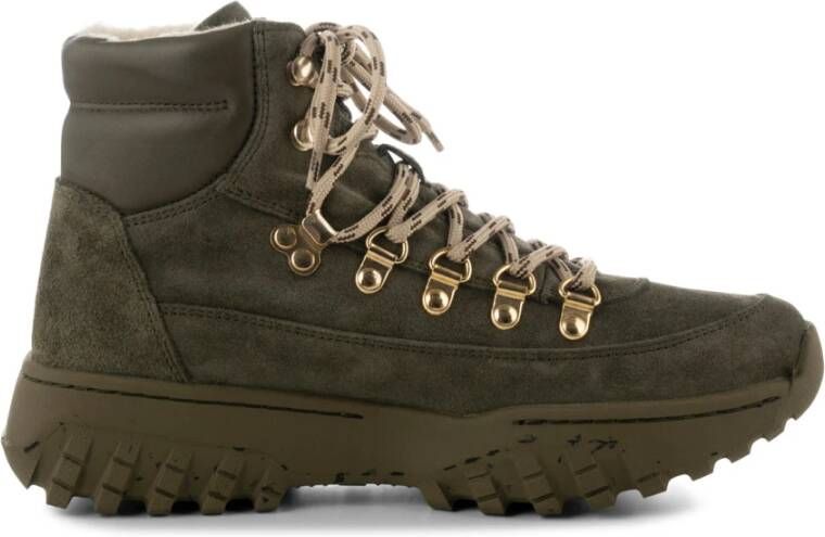 Woden Suede Winterlaarzen met Wolvoering Green Dames