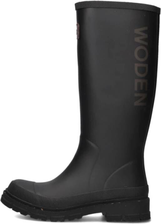 Woden Waterdichte regenlaarzen stijlvol ontwerp Black Dames