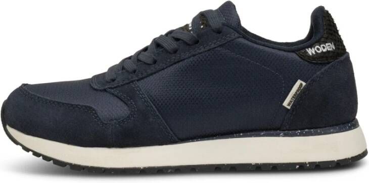 Woden Waterdichte Sneaker met Gerecycled Nylon en Leren Details Blauw