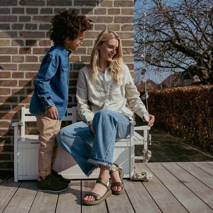 Woden Comfortabele textiel- en rubberen sandaal Green Dames - Foto 3