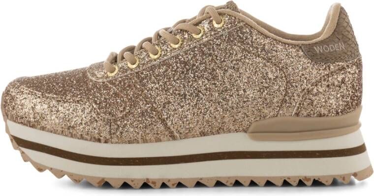 Woden Ydun Glitter Plateau Beige Dames