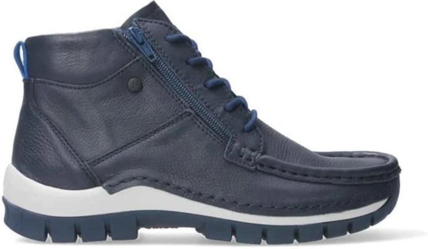 Wolky 0474030-820 dames veterboots sportief blauw