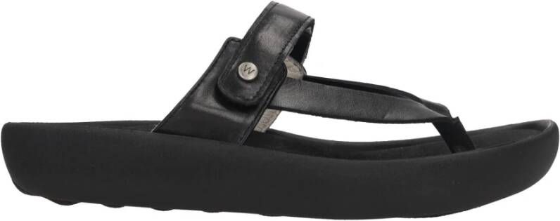 Wolky Zomerse Zwarte Leren Flip-Flops voor Vrouwen Zwart Dames