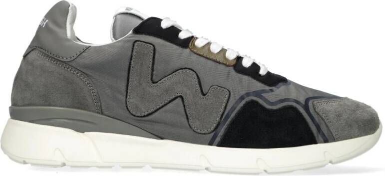 Womsh Grijze Lage Sneaker Runny Nylon Suède