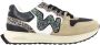 Womsh Leren en suède sneaker met glitterlogo - Thumbnail 1