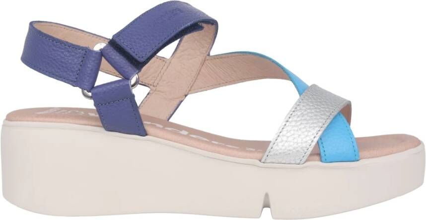 Wonders Blauwe damessandaal klittenbandsluiting