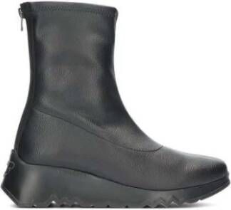Wonders Elastische Leren Laars Zwart