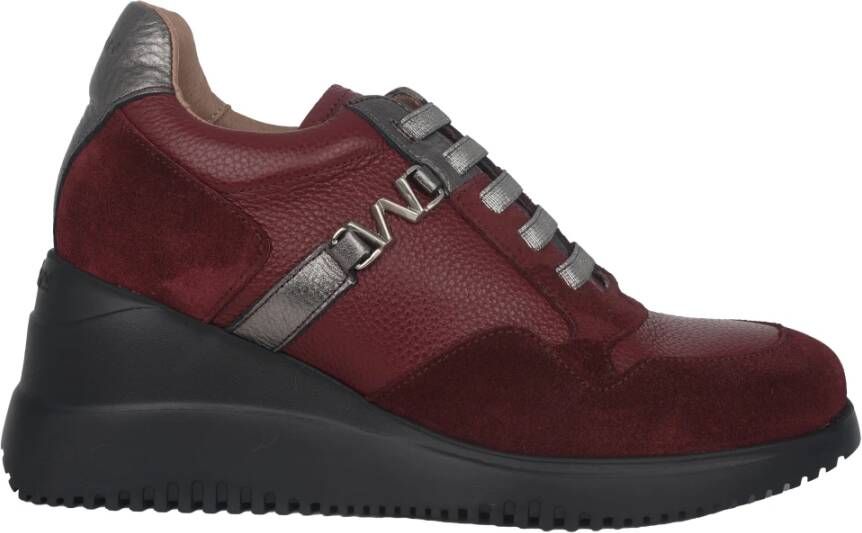 Wonders Rode Sneaker Leer Suède Mix