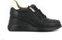 Wonders Florale Openwork Sneaker met Rits en Vetersluiting Black Dames - Thumbnail 2