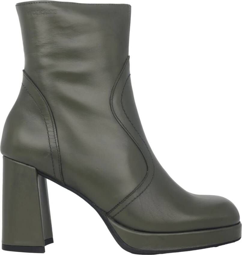 Wonders Groene leren enkellaars met 8 cm hak