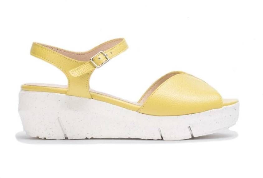 Wonders Leren sleehak sandaal met verstelbare gespsluiting Yellow Dames - Foto 2