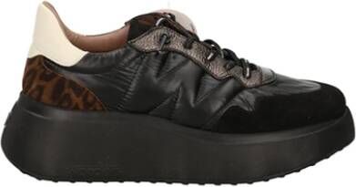 Wonders Sneakers van suède en stof Zwart