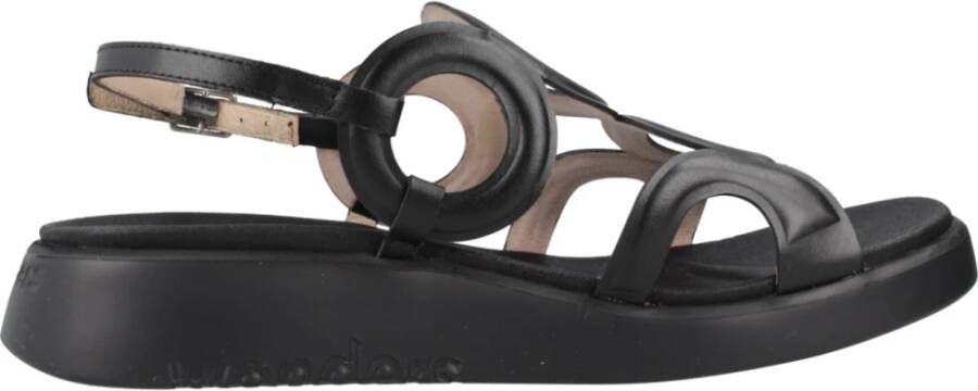 Wonders Stijlvolle platte sandalen voor vrouwen Black Dames