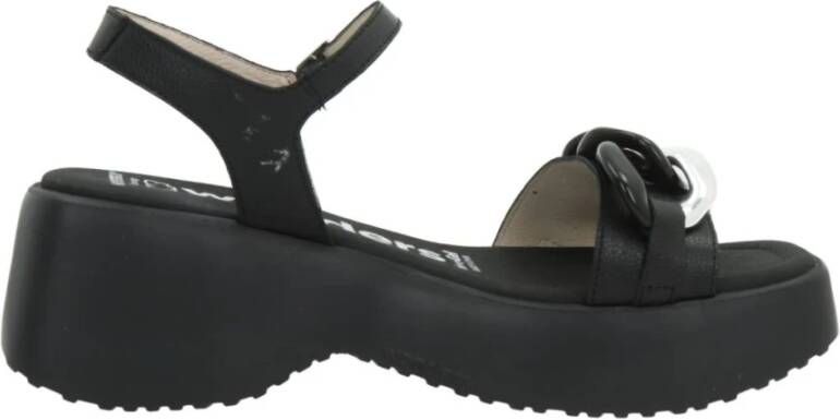 Wonders Stijlvolle platte sandalen voor vrouwen Black Dames