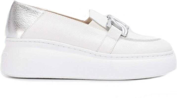 Wonders Tweekleurige leren sleehak moccasin White Dames - Foto 2