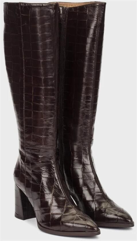 Wonders Dames Lange laars Artikel M-5442 Donkerbruin kroko lak - Foto 3