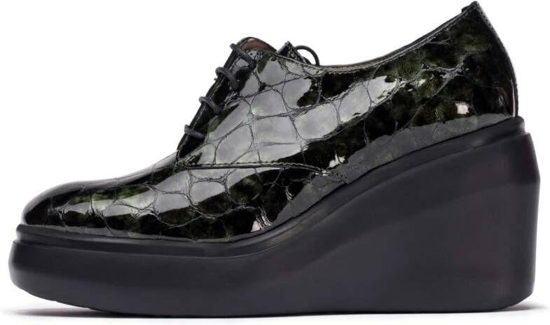 Wonders Zapato Blucher plataforma Color: Verde Green Dames