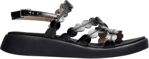 Wonders Zwarte Lage Sandalen Elegant Comfortabel Black Dames