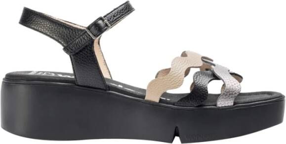 Wonders Zwarte Lage Sandalen Elegant Comfortabel Black Dames