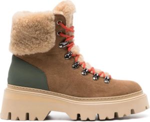 Woolrich Beige Kalfsleren Enkellaarzen Beige Dames