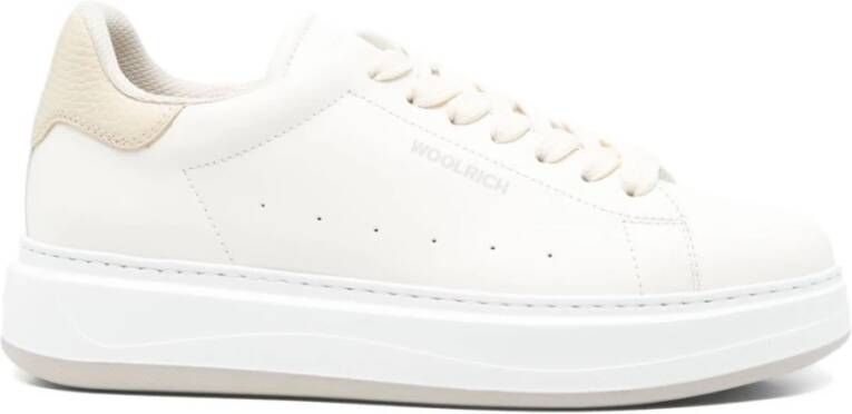 Woolrich Beige Sneakers Veters Rubberen Zool
