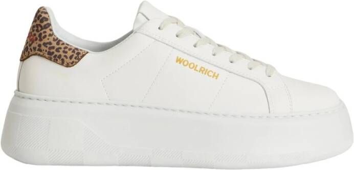 Woolrich Leoparddetail Witte Leren Sneakers