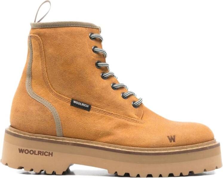 Woolrich Leren bruine laarzen met zijde & nylon