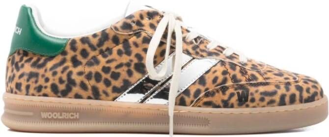 Woolrich Luipaardprint Sneakers met Groene Hiel