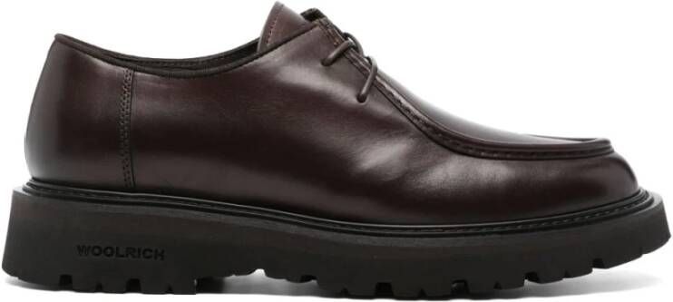 Woolrich Platte Zwarte Leren Veterschoenen - Foto 2